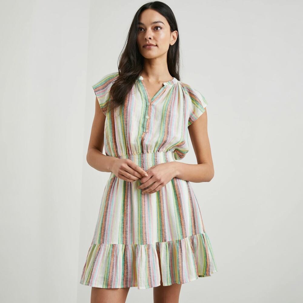 Rails Augustine Smocked Waist Mini Dress in Palais Stripe Size M